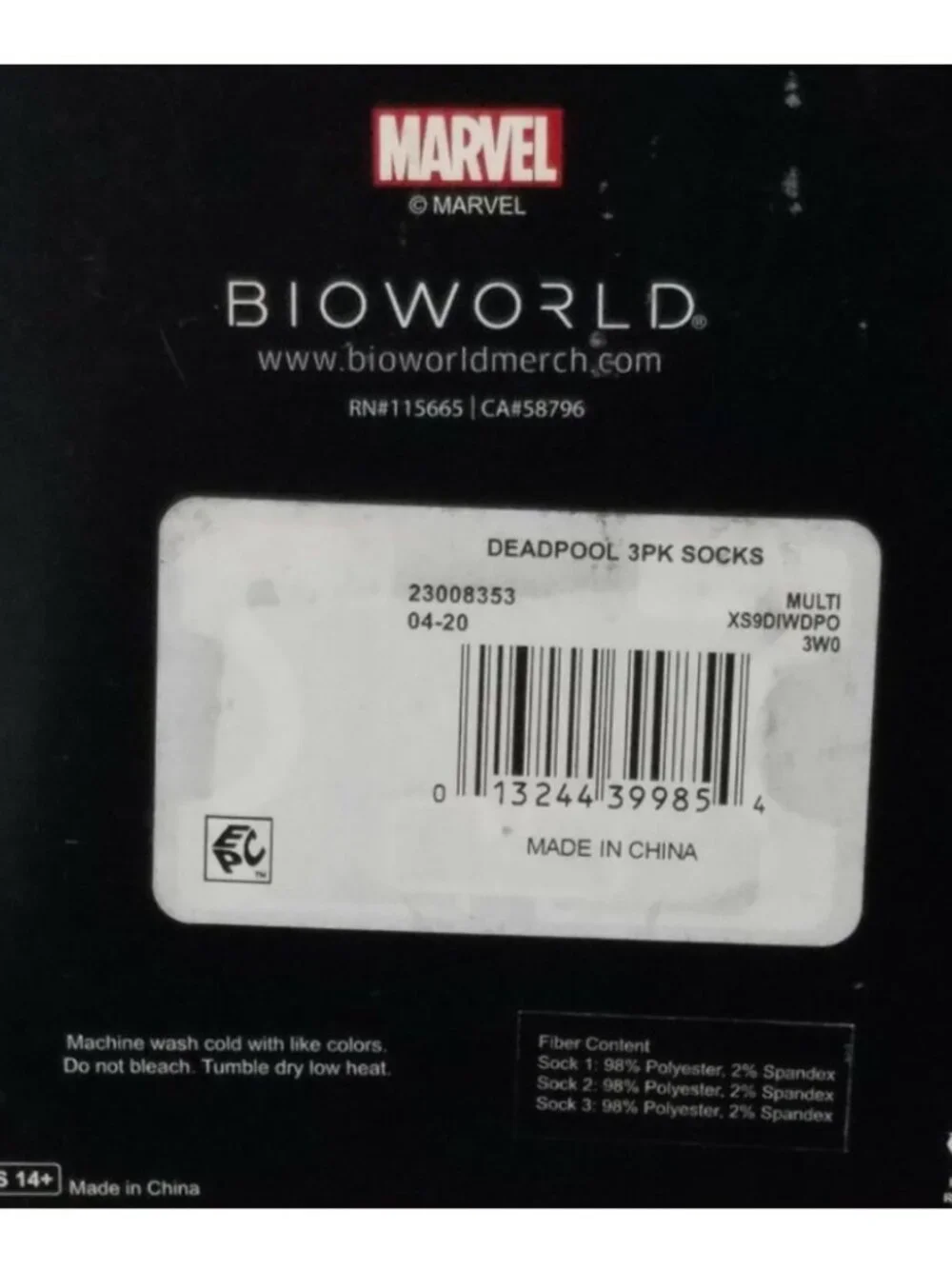 Marvel Deadpool Men's Crew Socks 3 Pair Pack Novelty Graphic Shoe Size 8-12 NIB